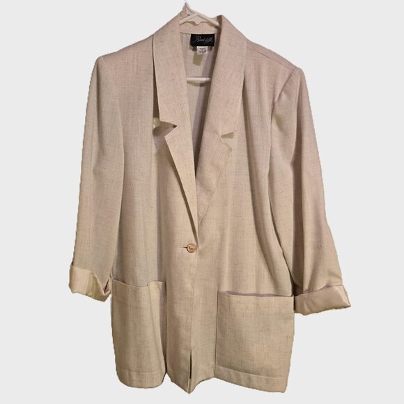 Radcliffe Cream Ivory Flax Oversized Linen Blazer Women's Size 8 - Picture 1 of 3
